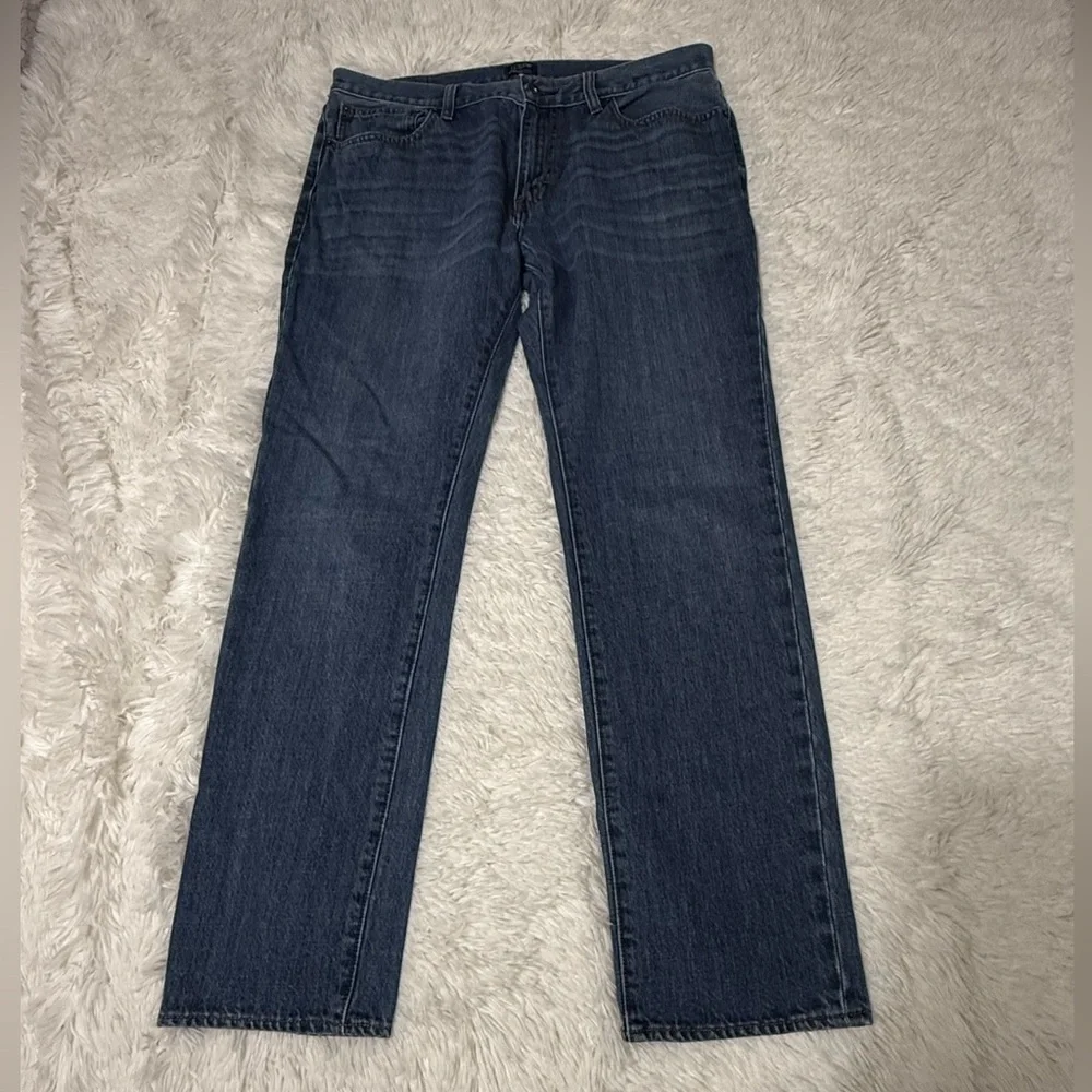 J CREW Jeans The Driggs Denim Whiskered Blue C9885 Straight Leg Men’s Size 34